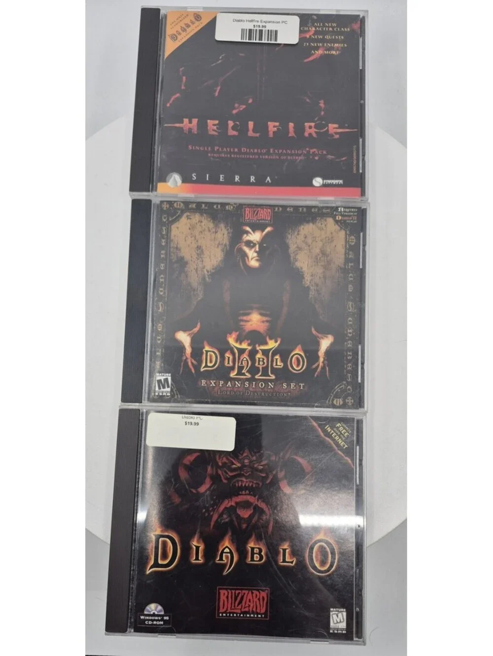 Diablo + Hellfire + Diablo II 2 Lot of 3 PC Games Great Condition Vintage